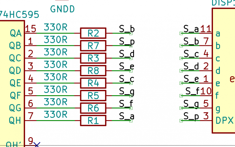 4 digits, 7 segment display module using the 74HC595 shift register ...